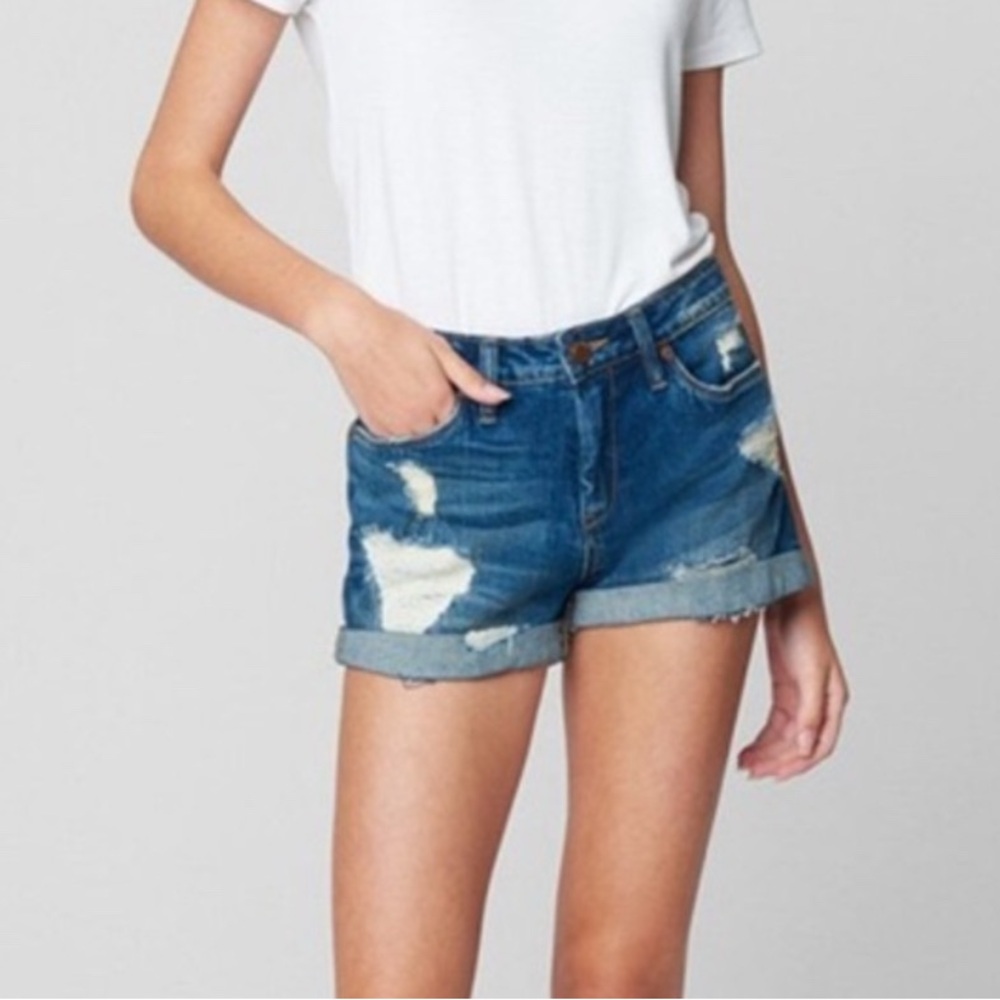 Blank NYC Blue High-Rise Distressed Jean Cotton Shorts Size Various